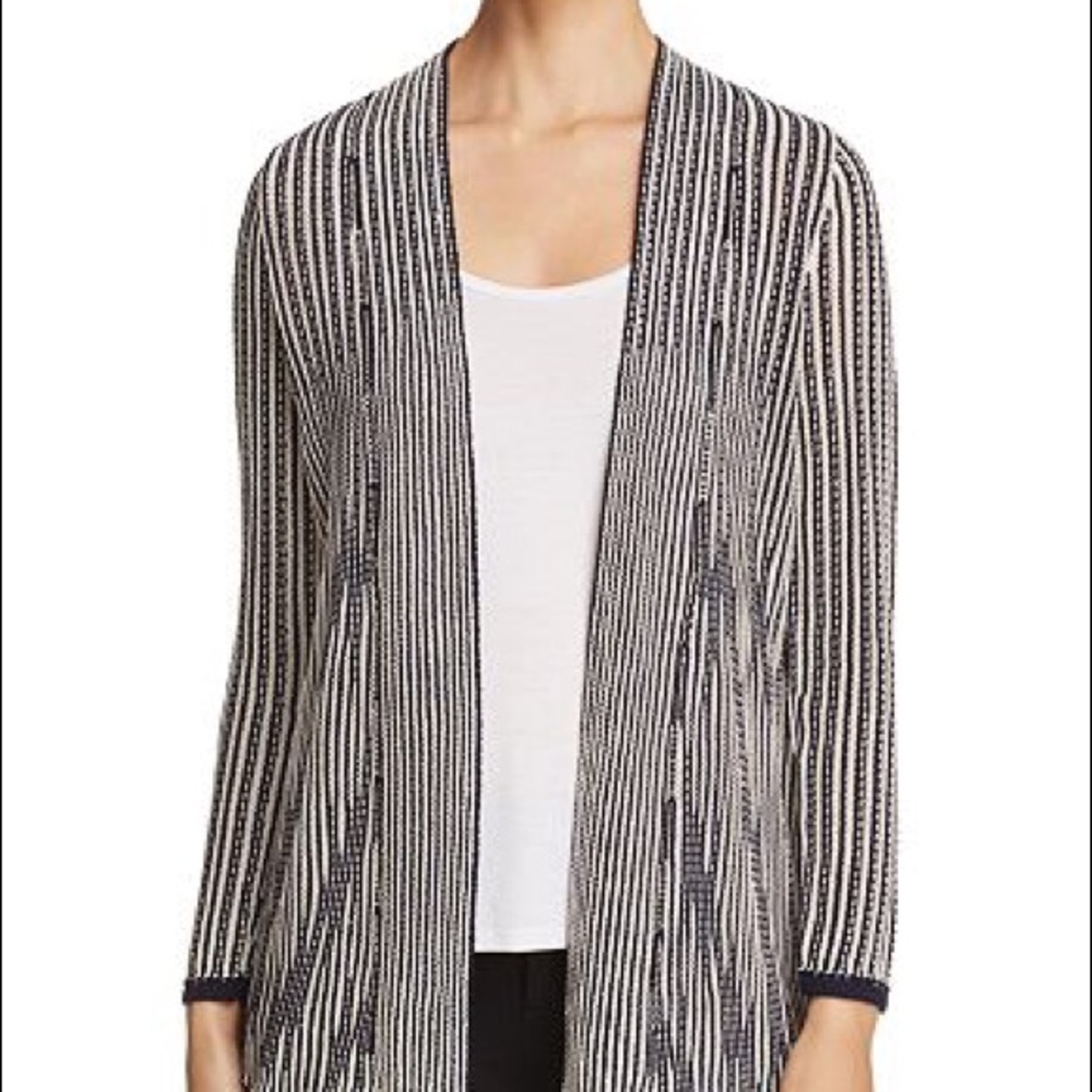 Nic + Zoe digital motif stripe cardigan